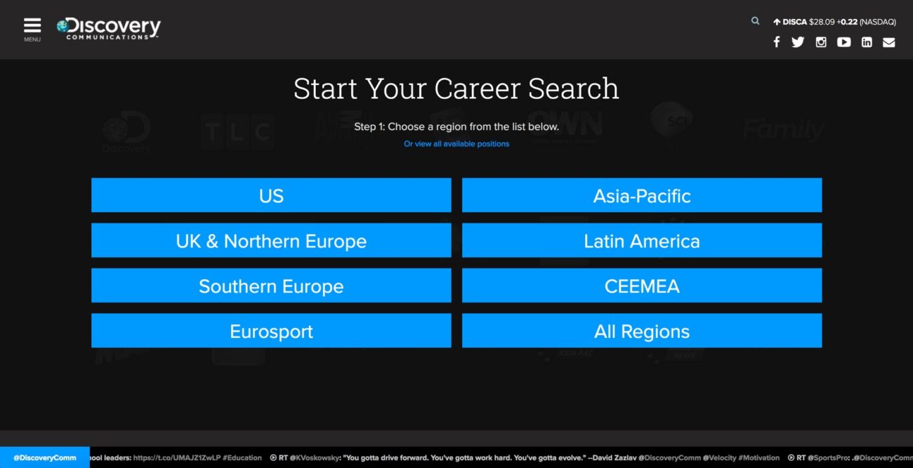 Discovery Channel, Discovery Communications, Careers, WordPress, Development, Design, Website Design