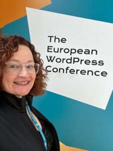 Photo of WDS Account Manager Laura Byrne at WordCamp Europe.