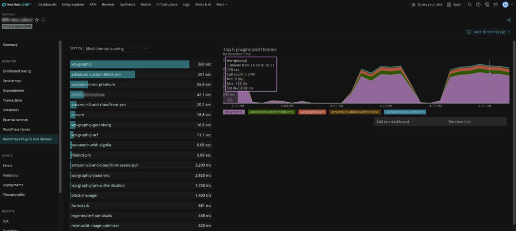 wp graphql graph from new relic