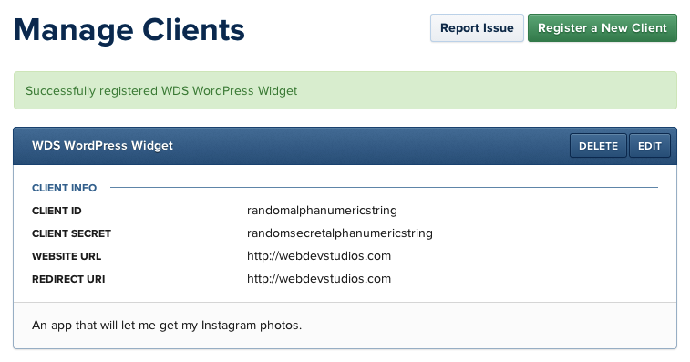 Add Instagram API Client