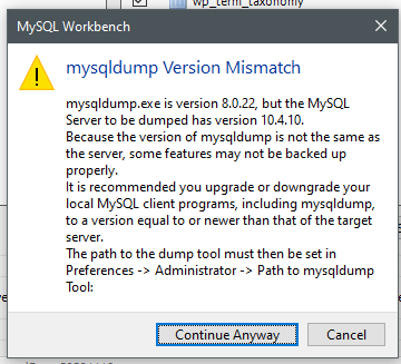 MySQL version mismatch. Solutions to MySQL Database Export Errors.