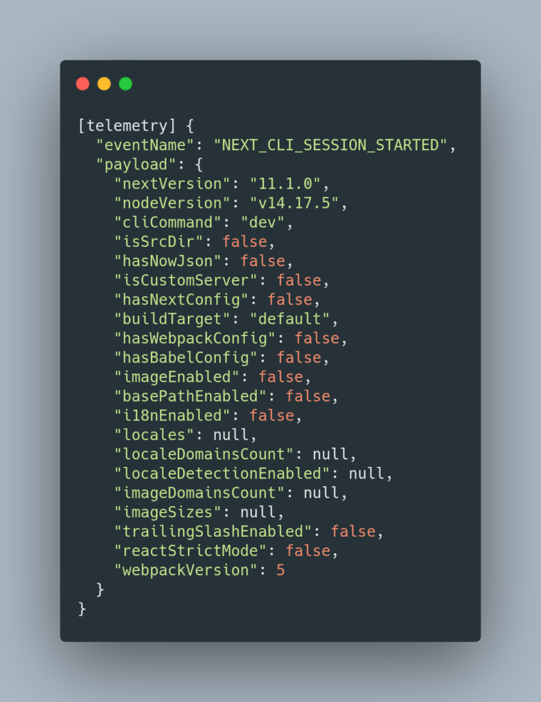 Next.js Telemetry Debug Info