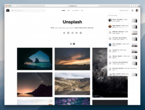 Homepage of Unsplash.com