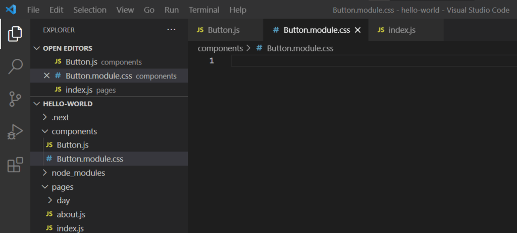 css module for button file