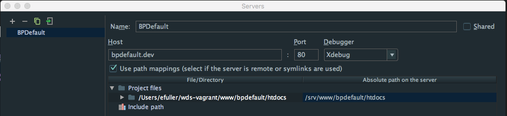 PHPStorm - Xdebug Path Mappings